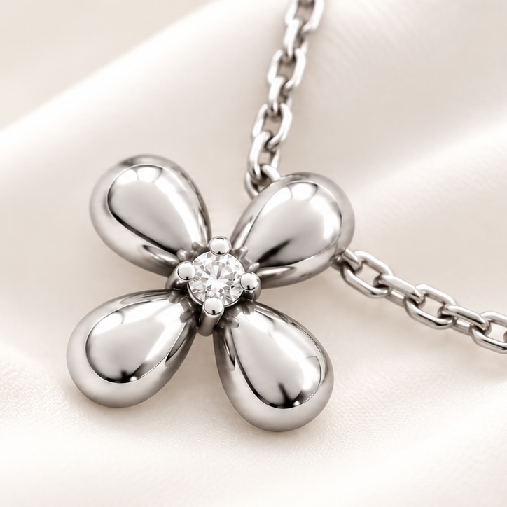 Petal Glow Necklace - Silver